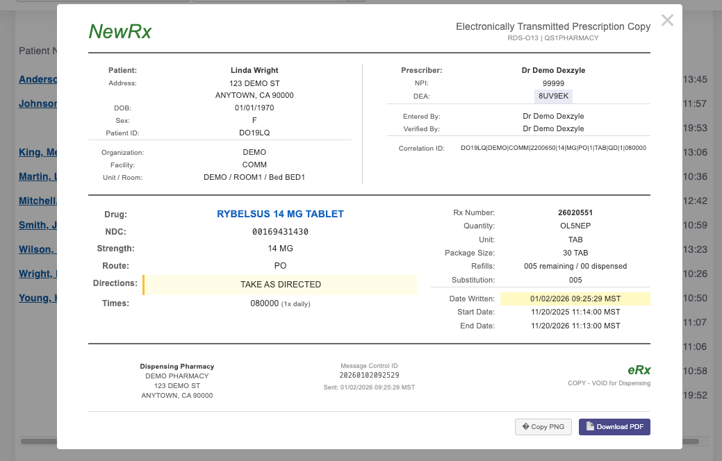 Inline prescription preview